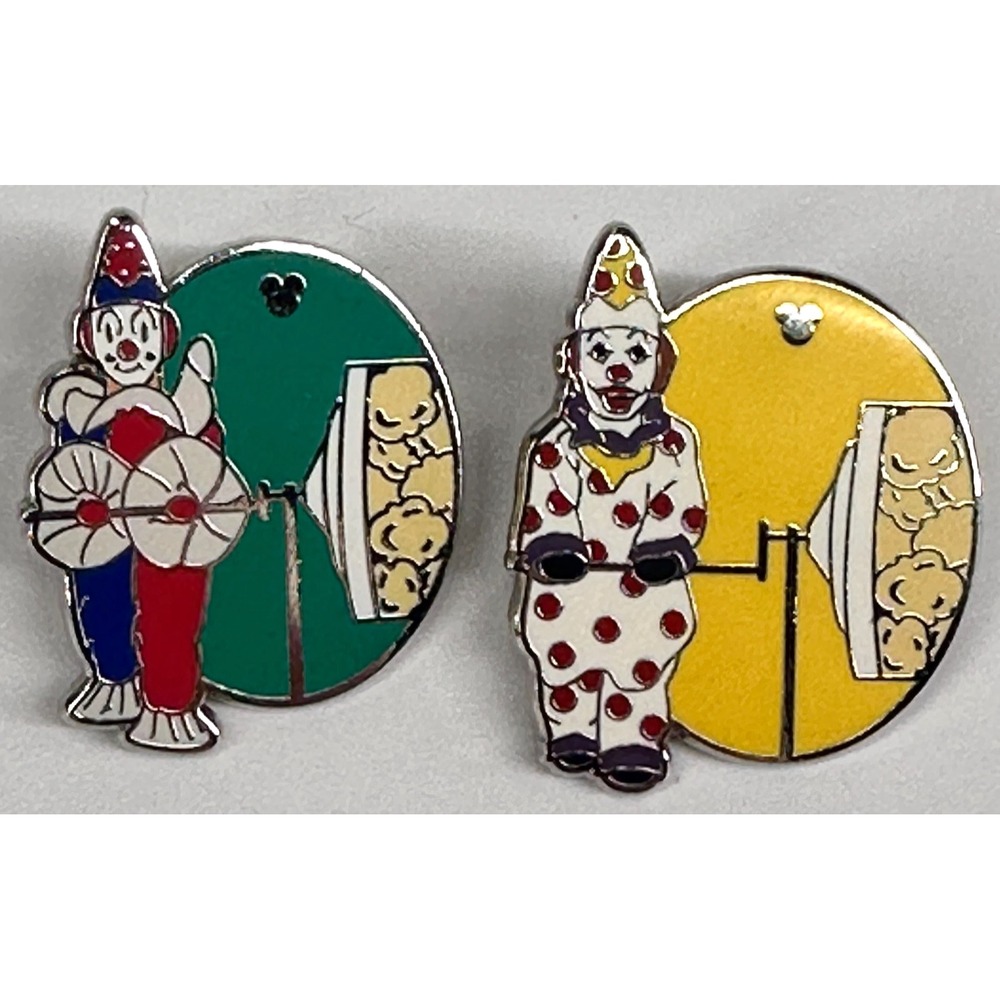 Disney Parks Hidden Mickey Pins POPCORN TURNERS CLOWNS Collection 2012 Lot of 2